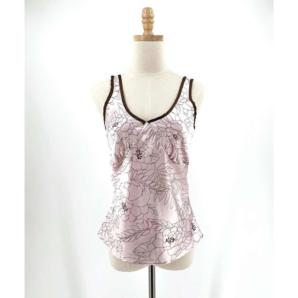 VTG Y2K Xhilaration Babydoll‎ Tank Top Small Satin Floral 90s Coquette Romantic